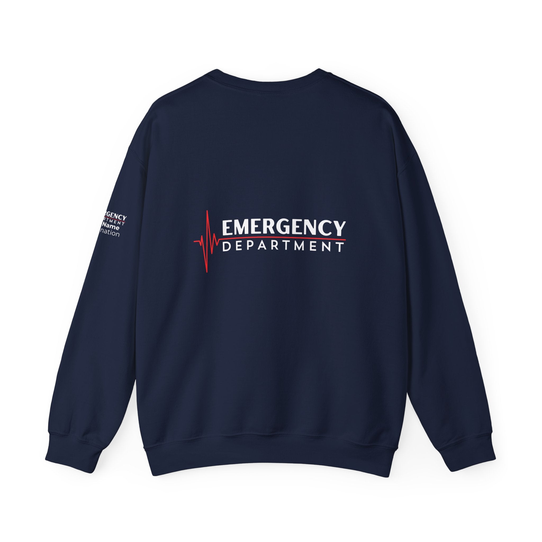 Emergency Department ECG Crewneck Sweatshirt – Front + Back & Personalized Sleeve