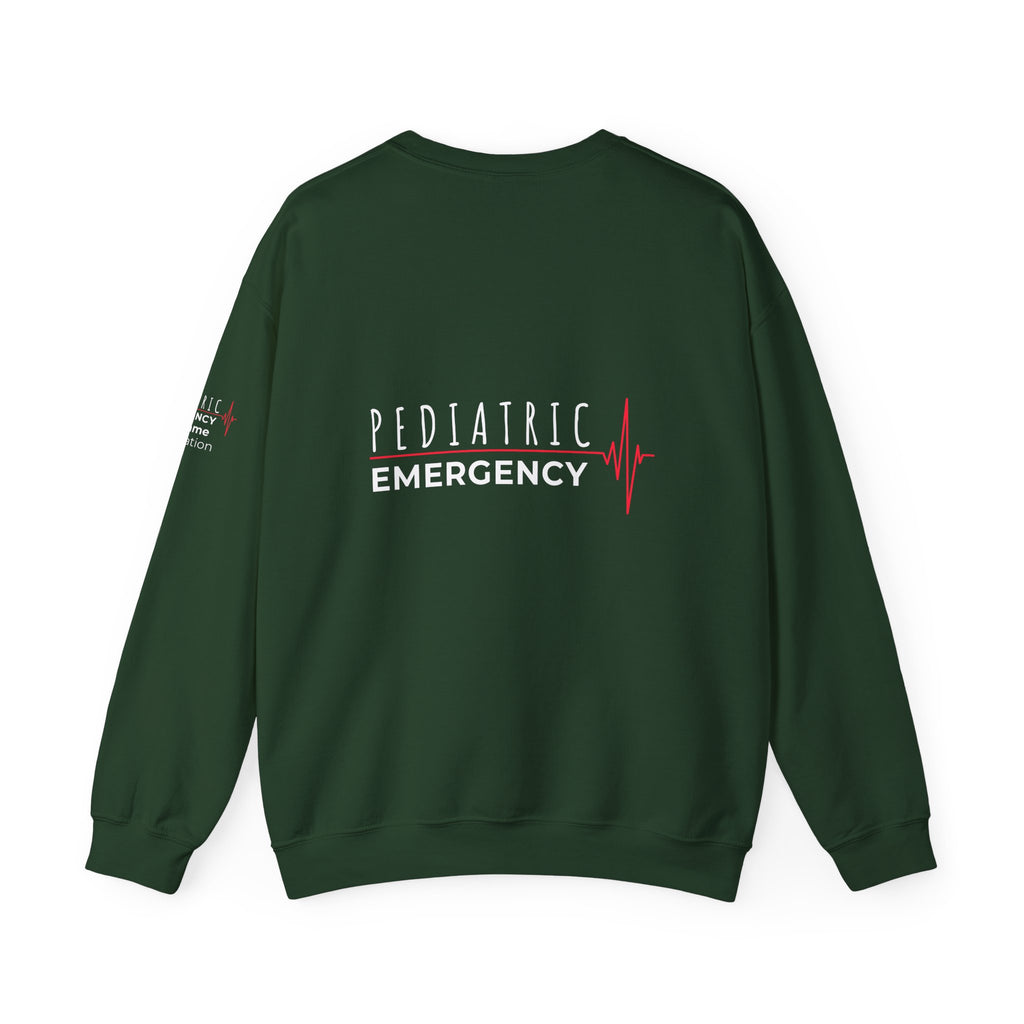 Pediatric Emergency ECG Crewneck Sweatshirt – Front + Back & Personalized Sleeve