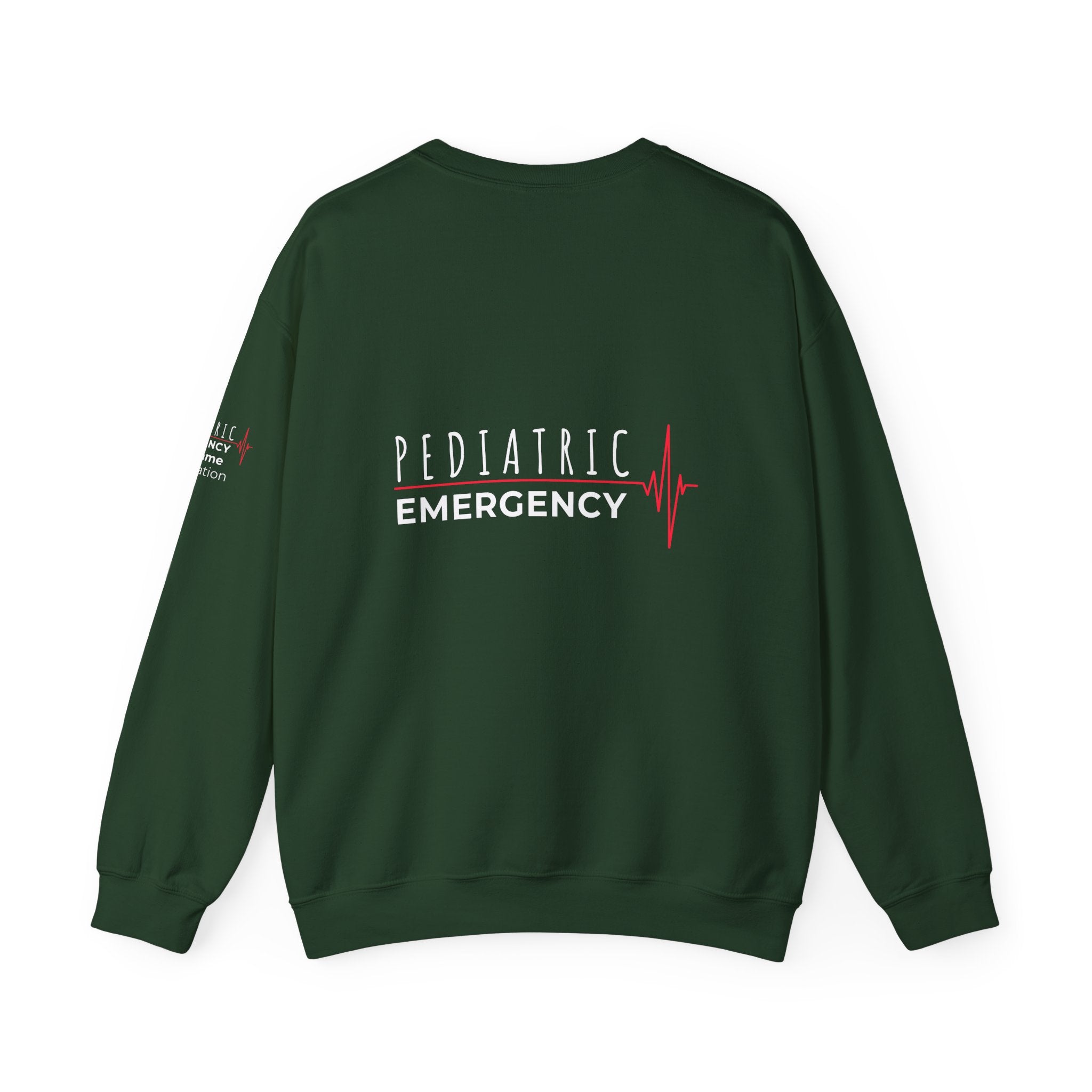 Pediatric Emergency ECG Crewneck Sweatshirt – Front + Back & Personalized Sleeve