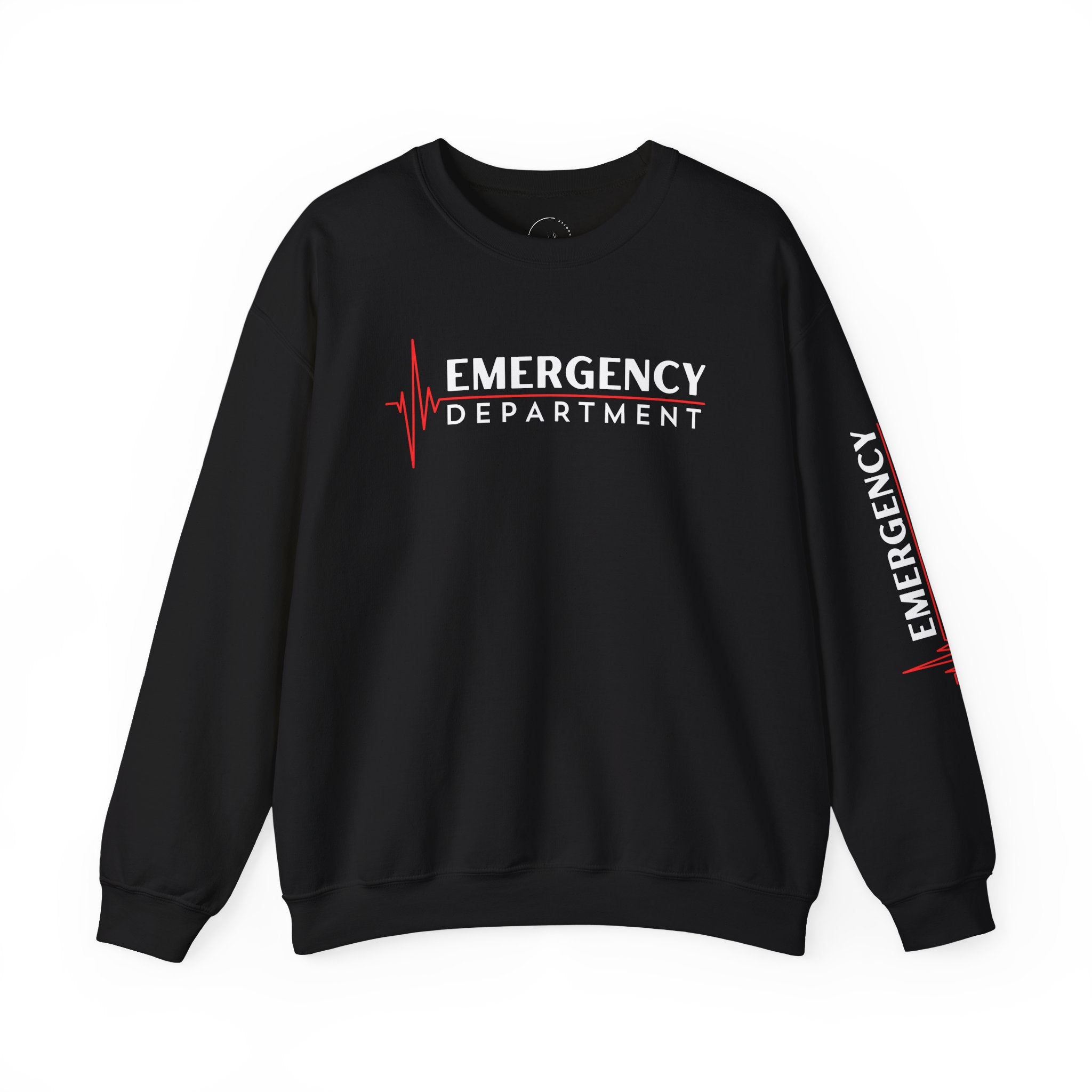 Emergency Department ECG Crewneck Sweatshirt - Chest & Sleeve