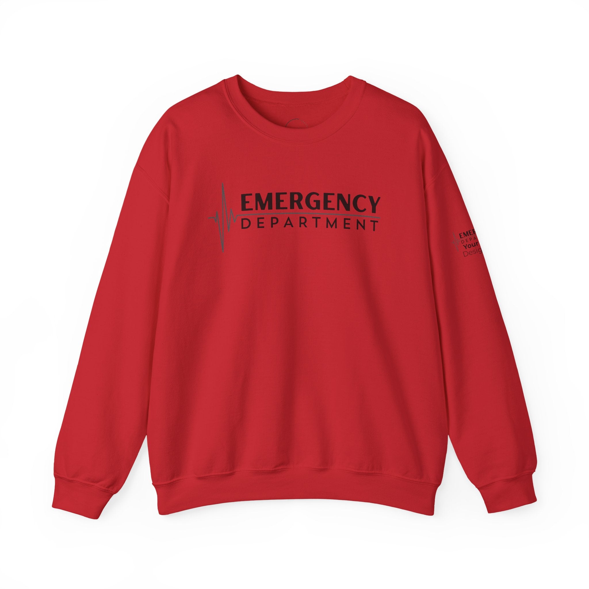 Emergency Department ECG Crewneck Sweatshirt – Front + Back & Personalized Sleeve