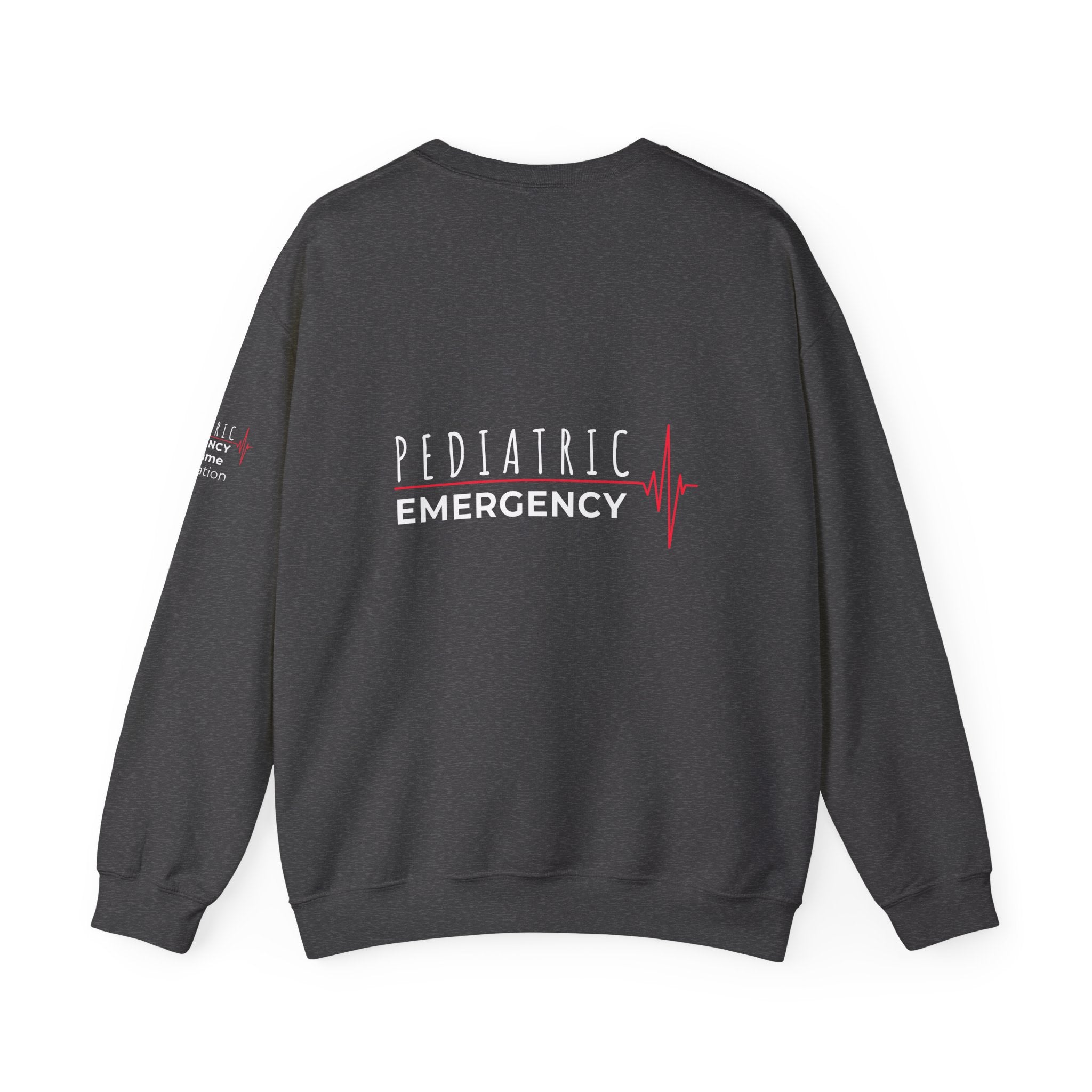 Pediatric Emergency ECG Crewneck Sweatshirt – Front + Back & Personalized Sleeve