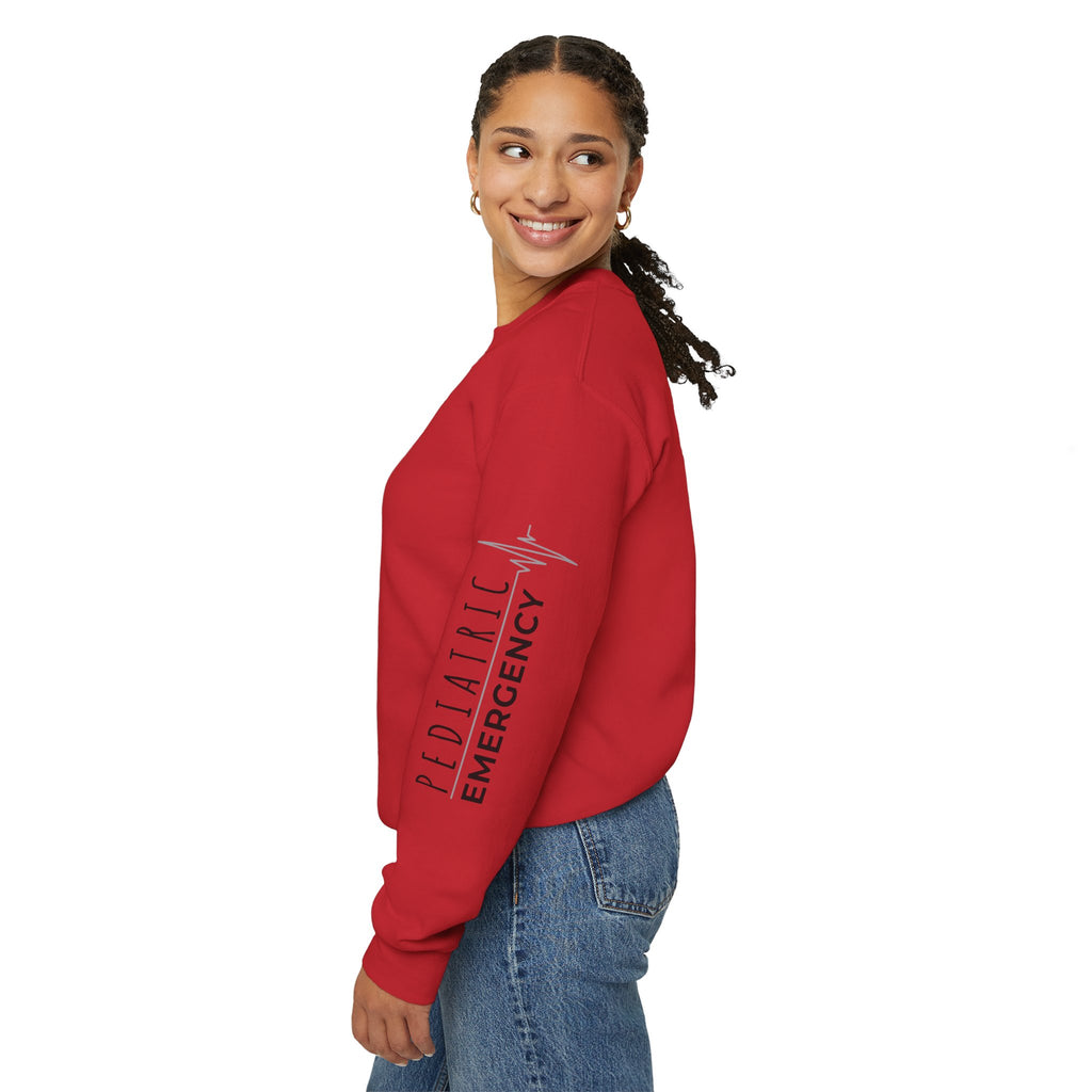 Pediatric Emergency ECG Crewneck Sweatshirt – Right Chest & Sleeve