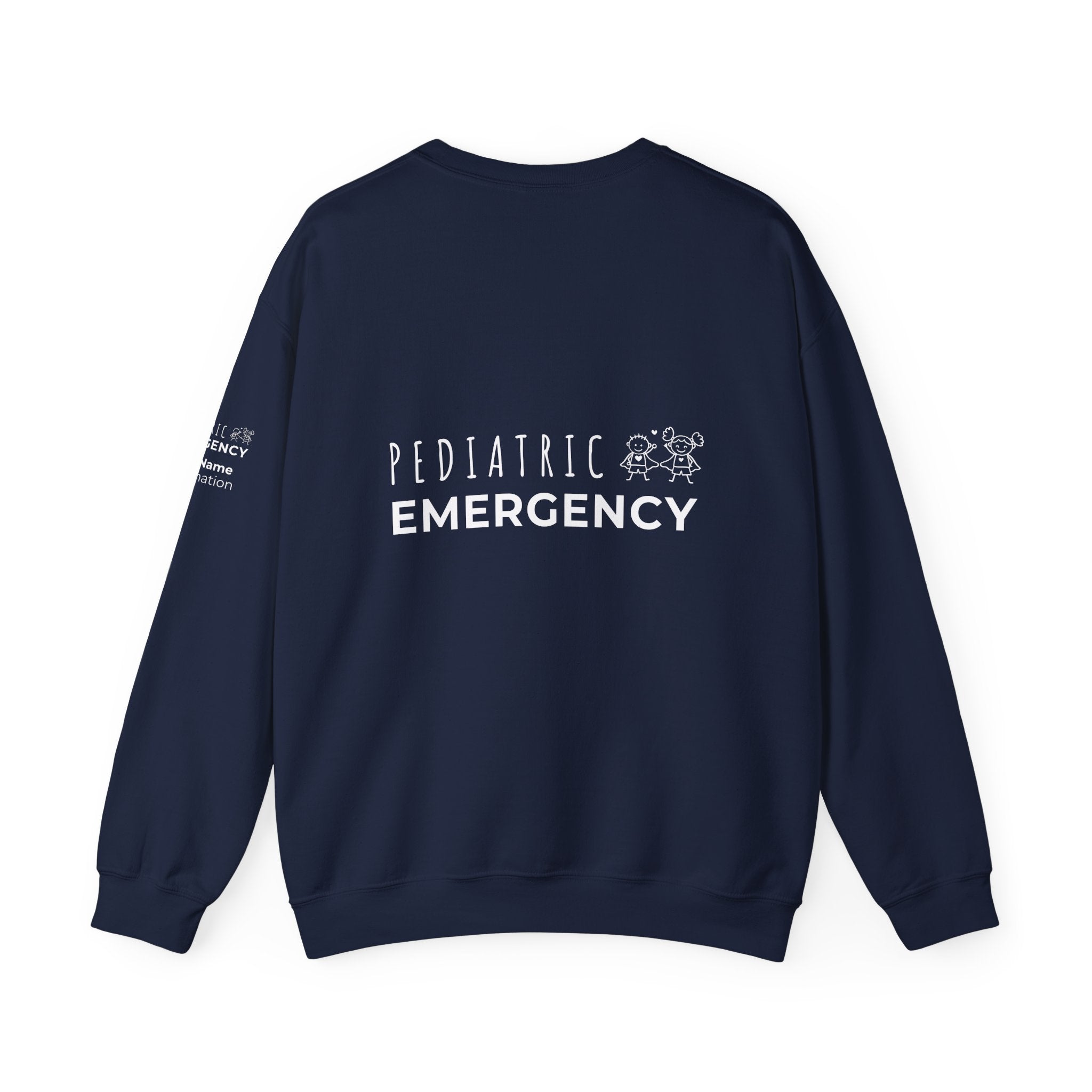 Pediatric Emergency Superhero Crewneck Sweatshirt – Front + Back & Personalized Sleeve
