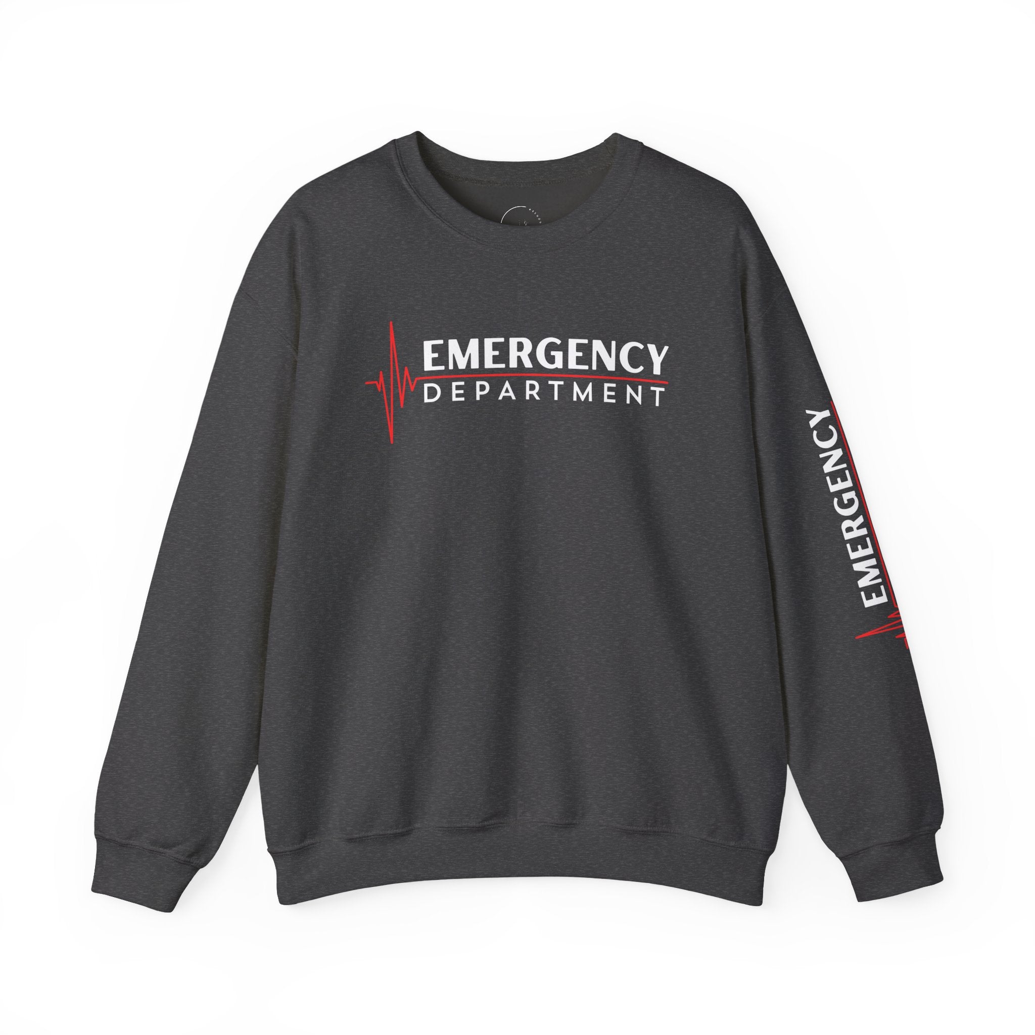 Emergency Department ECG Crewneck Sweatshirt - Chest & Sleeve