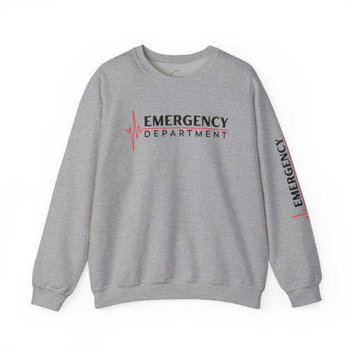Emergency Department ECG Crewneck Sweatshirt - Chest & Sleeve