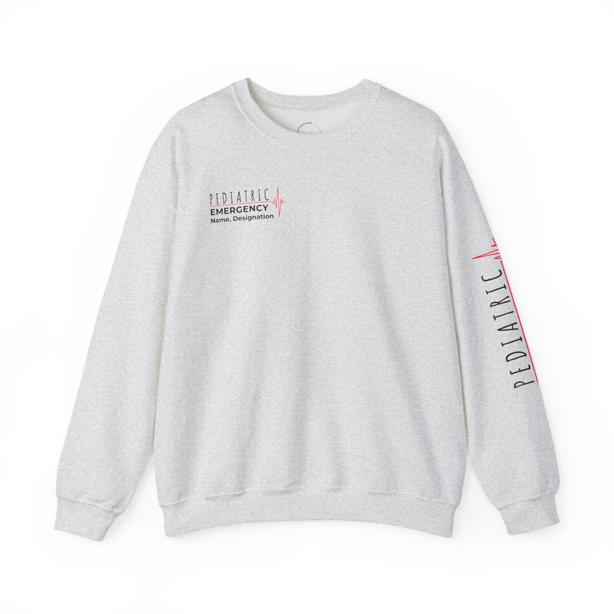 Pediatric Emergency ECG Crewneck Sweatshirt – Right Chest & Sleeve