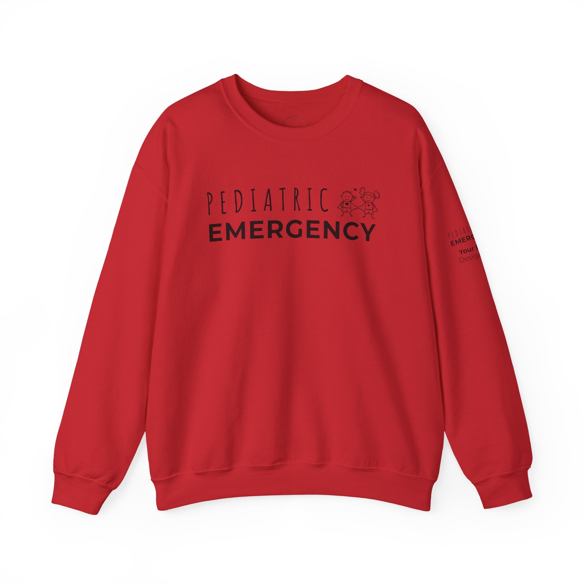 Pediatric Emergency Superhero Crewneck Sweatshirt – Front + Back & Personalized Sleeve