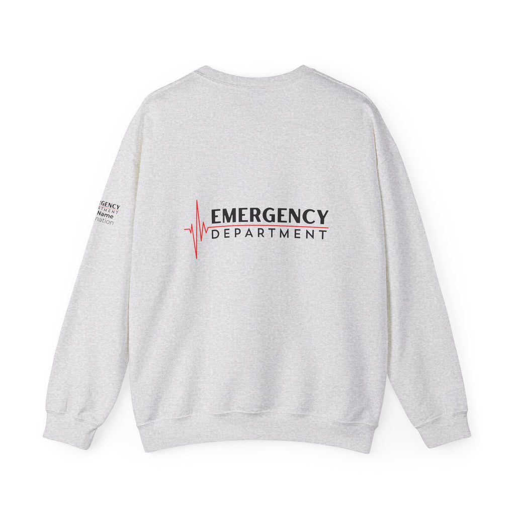 Emergency Department ECG Crewneck Sweatshirt – Front + Back & Personalized Sleeve