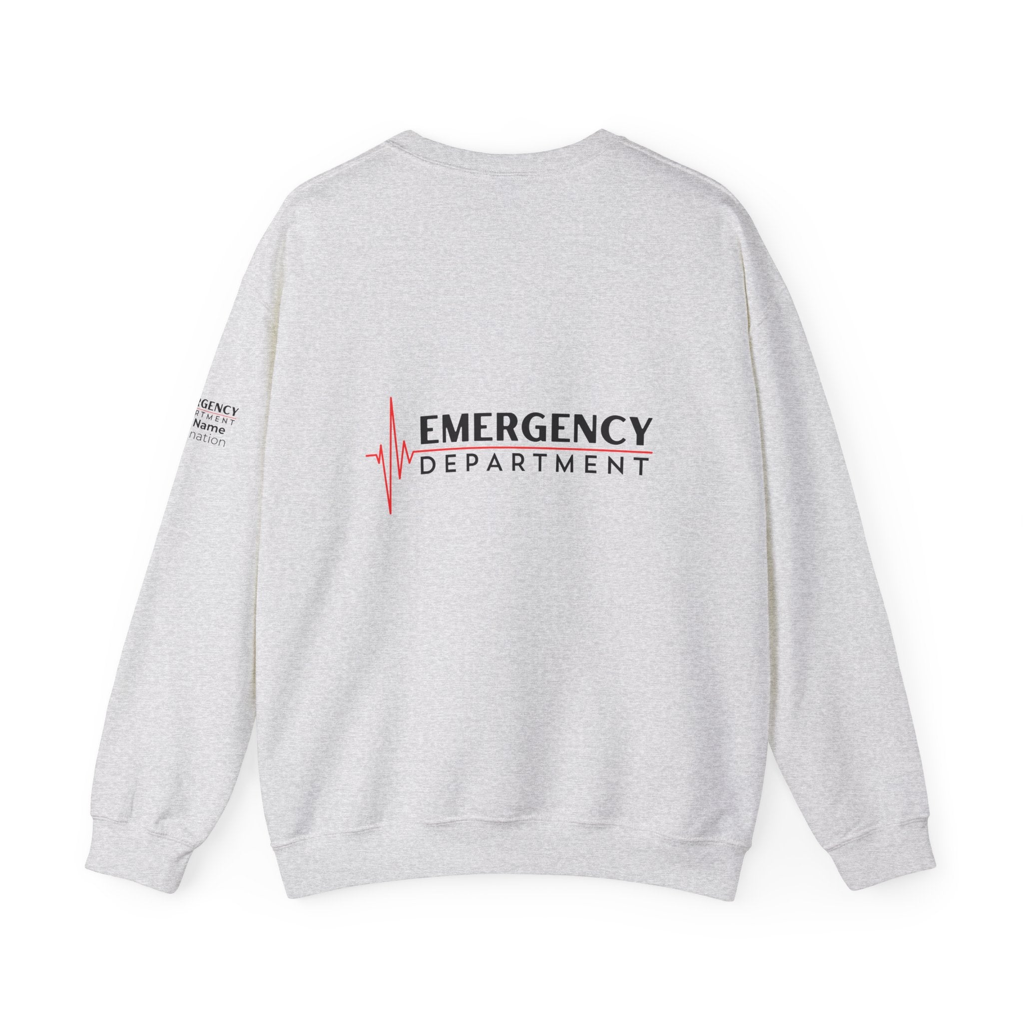 Emergency Department ECG Crewneck Sweatshirt – Front + Back & Personalized Sleeve