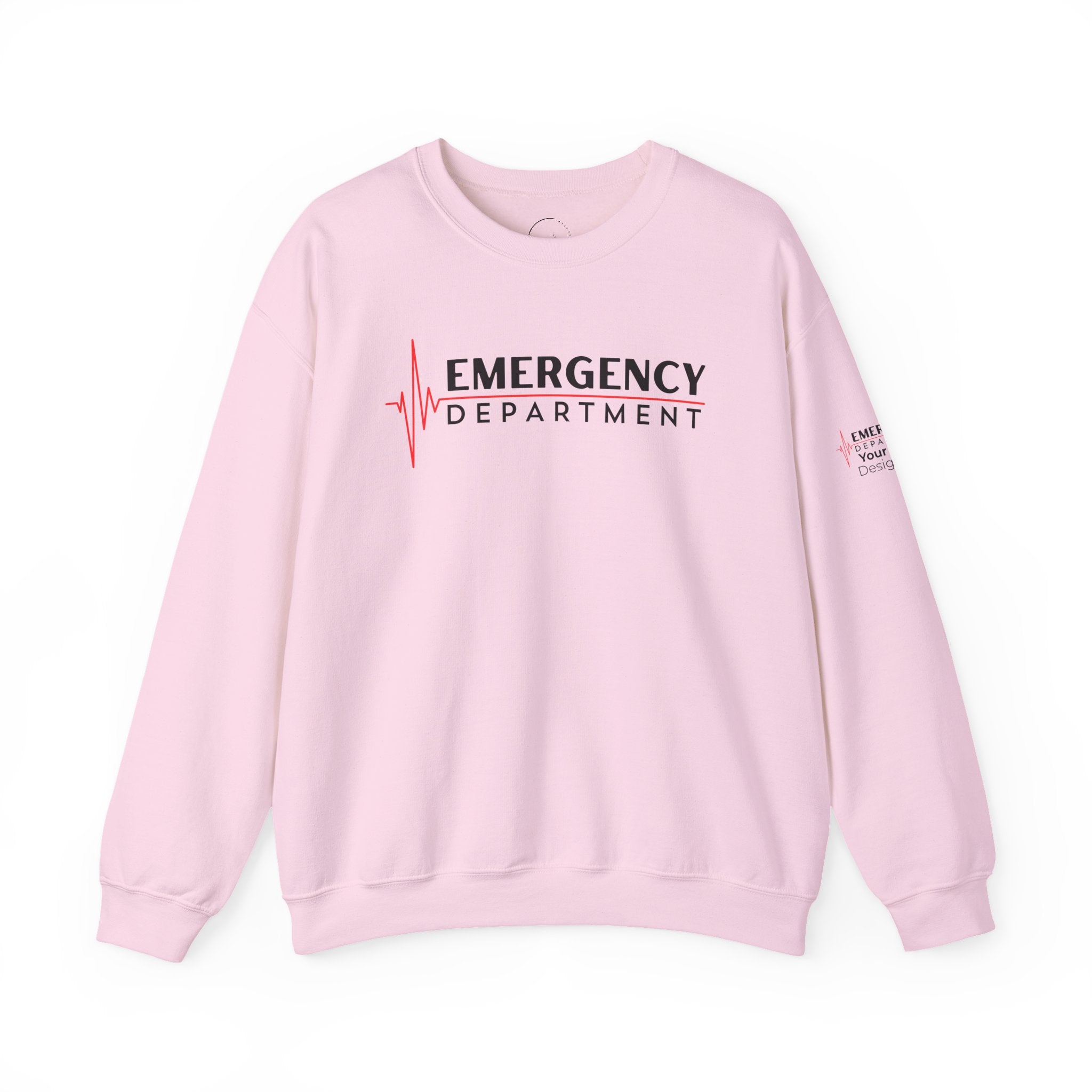 Emergency Department ECG Crewneck Sweatshirt – Front + Back & Personalized Sleeve