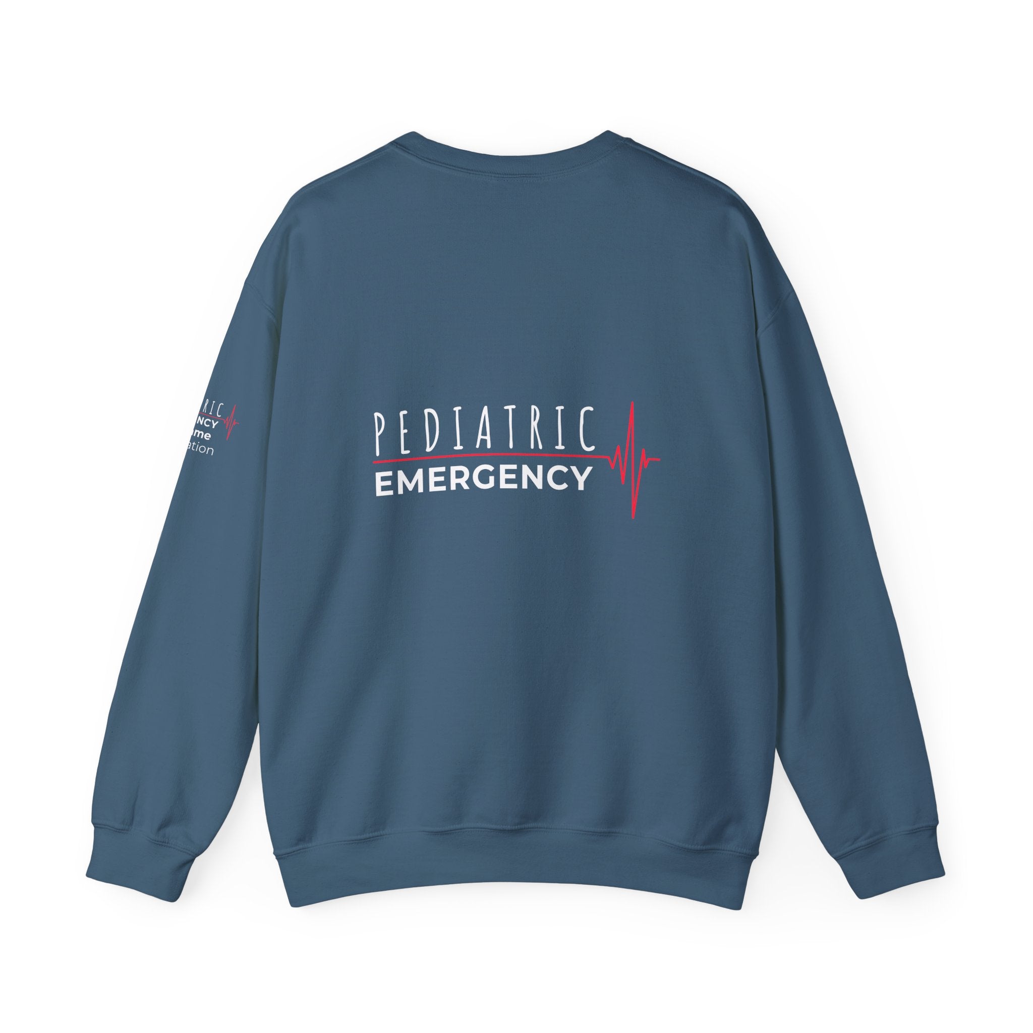 Pediatric Emergency ECG Crewneck Sweatshirt – Front + Back & Personalized Sleeve