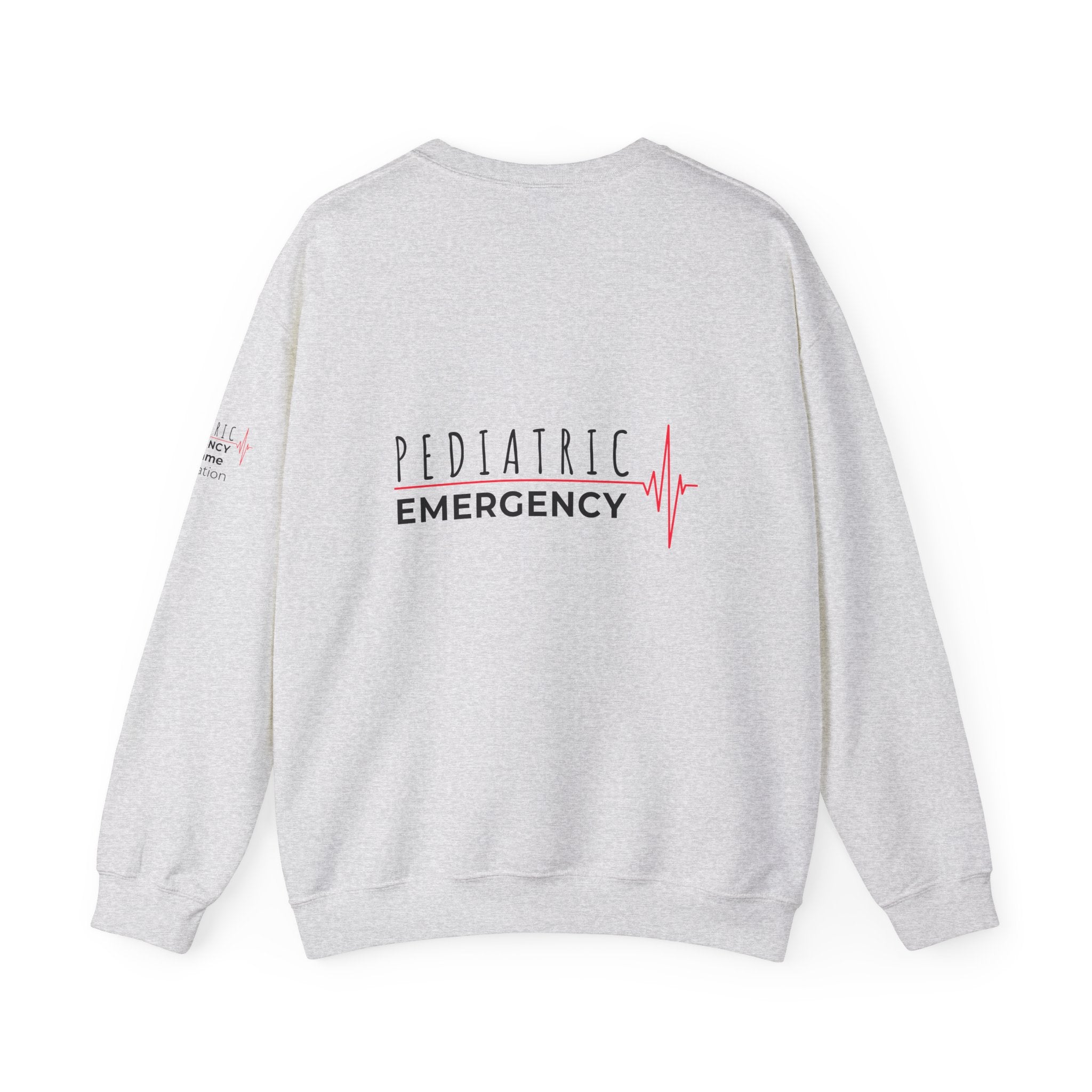 Pediatric Emergency ECG Crewneck Sweatshirt – Front + Back & Personalized Sleeve