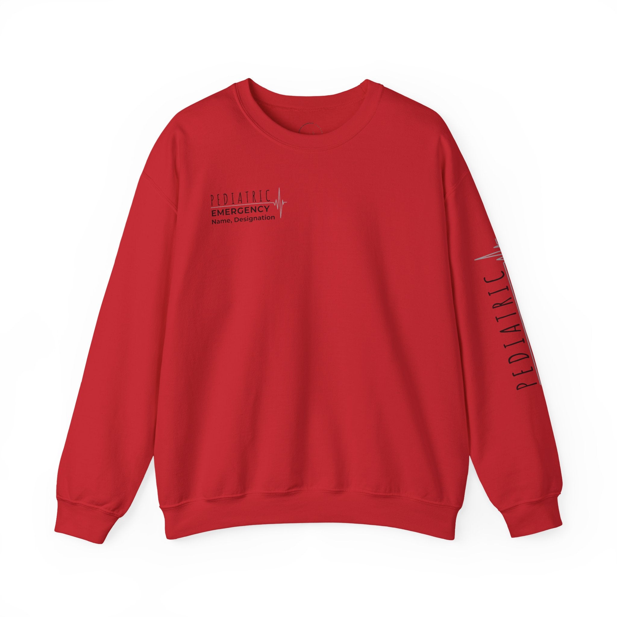 Pediatric Emergency ECG Crewneck Sweatshirt – Right Chest & Sleeve