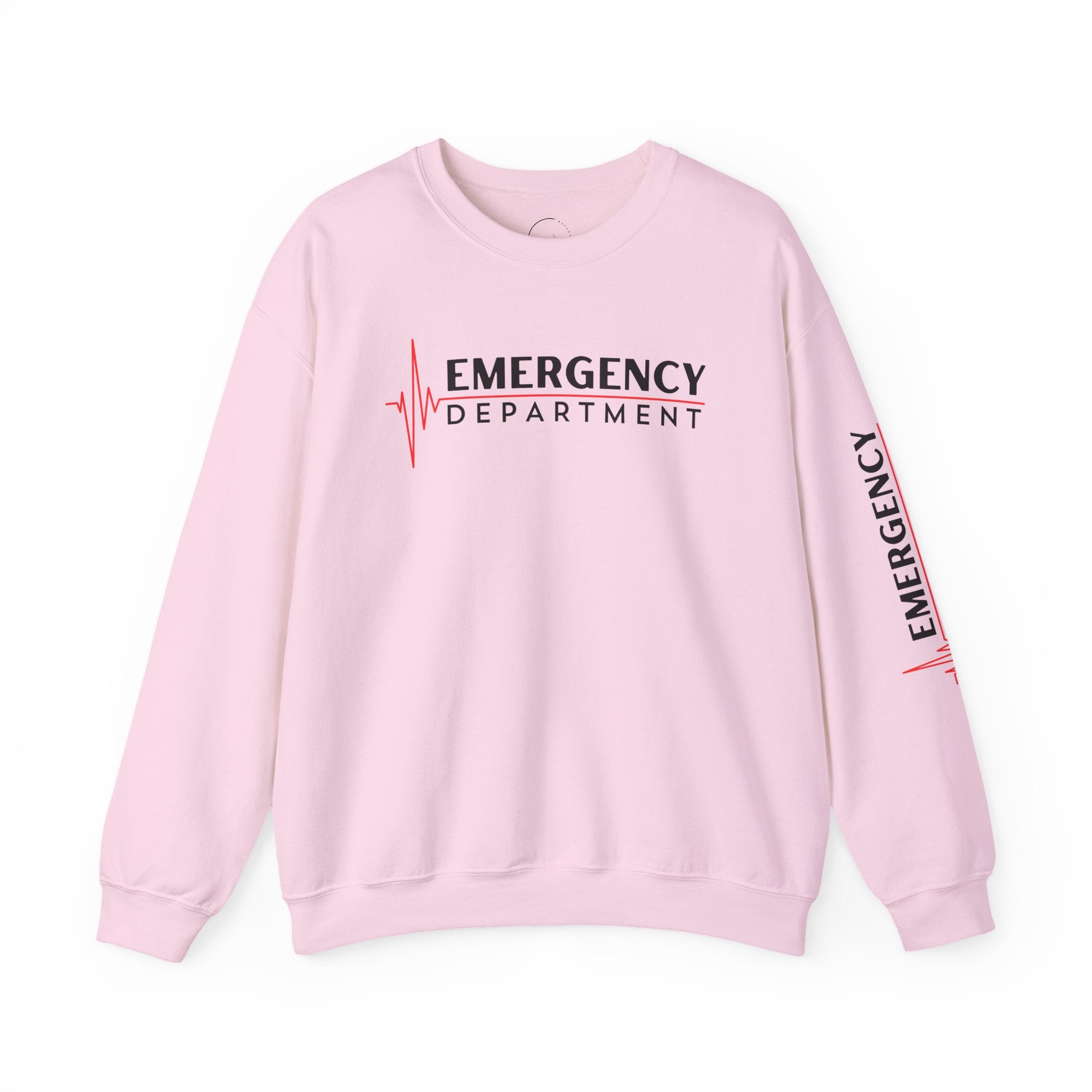 Emergency Department ECG Crewneck Sweatshirt - Chest & Sleeve