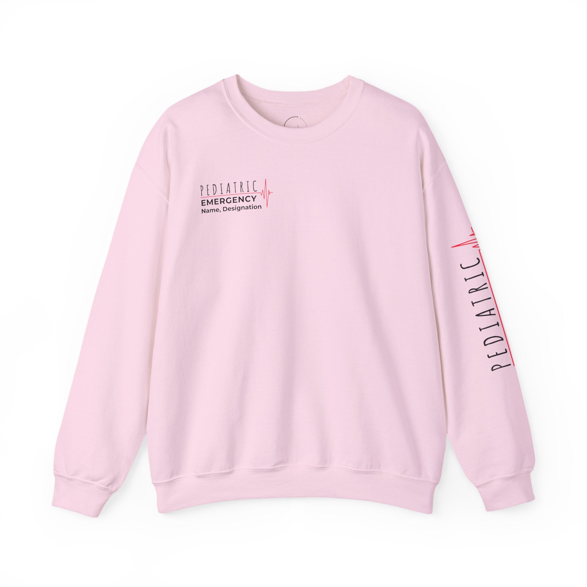 Pediatric Emergency ECG Crewneck Sweatshirt – Right Chest & Sleeve
