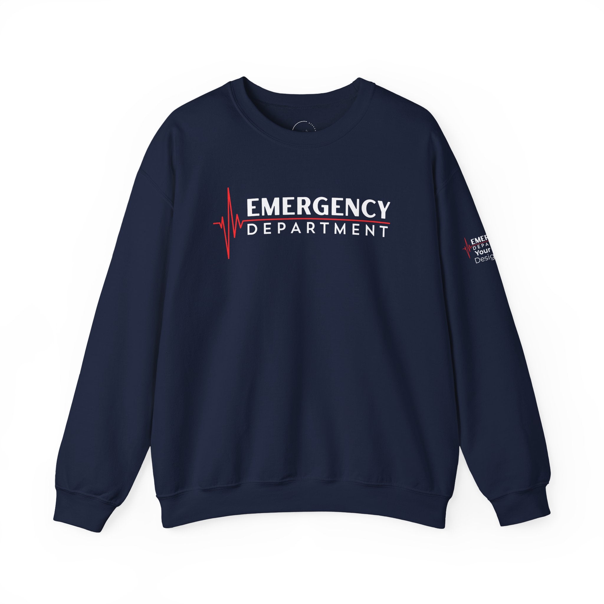 Emergency Department ECG Crewneck Sweatshirt – Front + Back & Personalized Sleeve