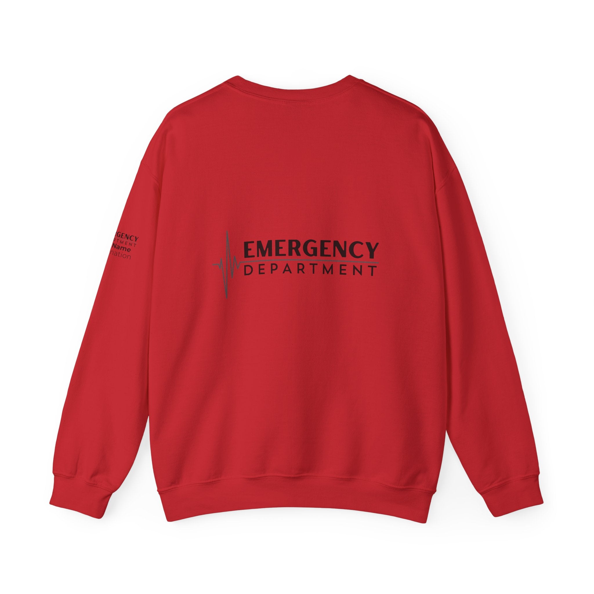 Emergency Department ECG Crewneck Sweatshirt – Front + Back & Personalized Sleeve