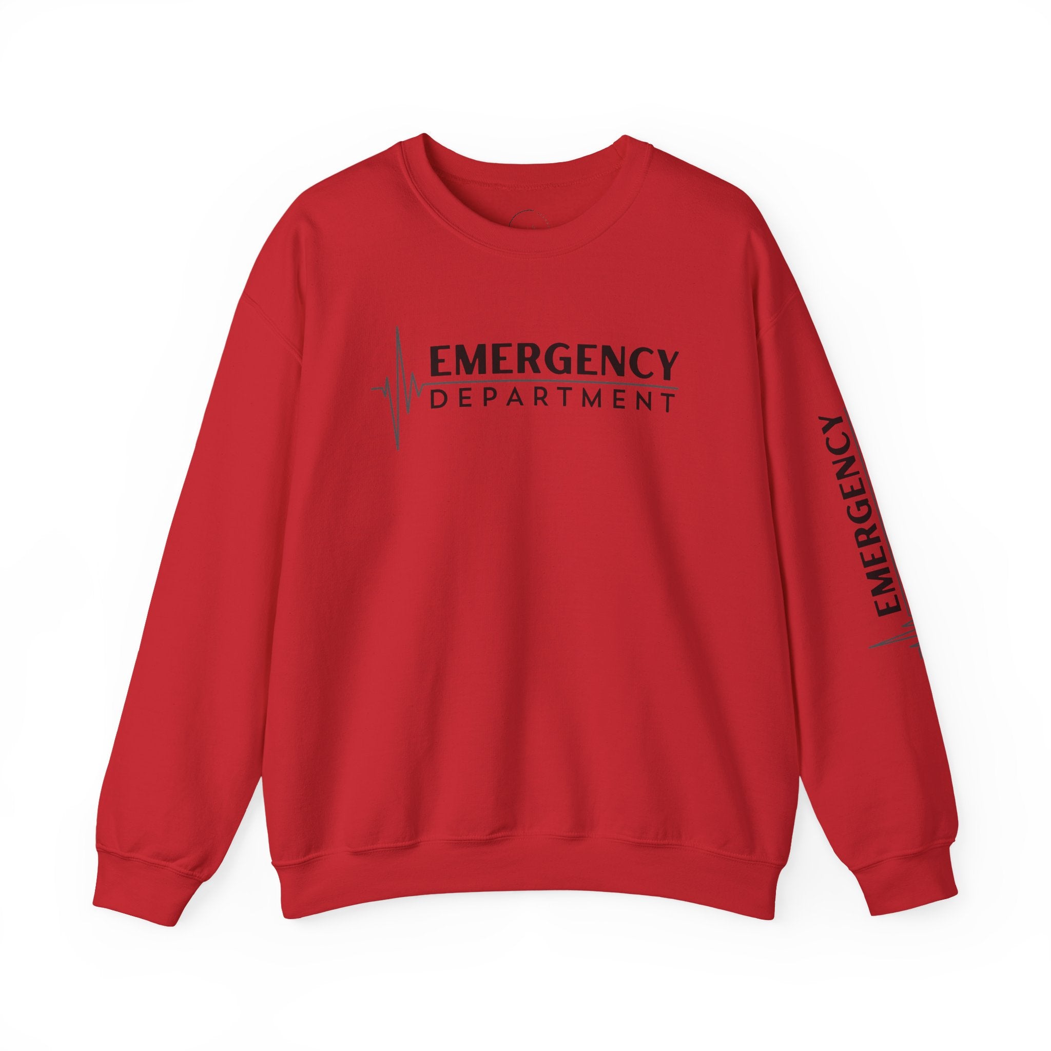 Emergency Department ECG Crewneck Sweatshirt - Chest & Sleeve