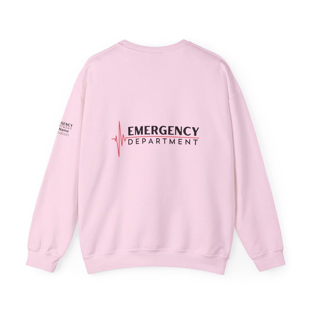 Emergency Department ECG Crewneck Sweatshirt – Front + Back & Personalized Sleeve