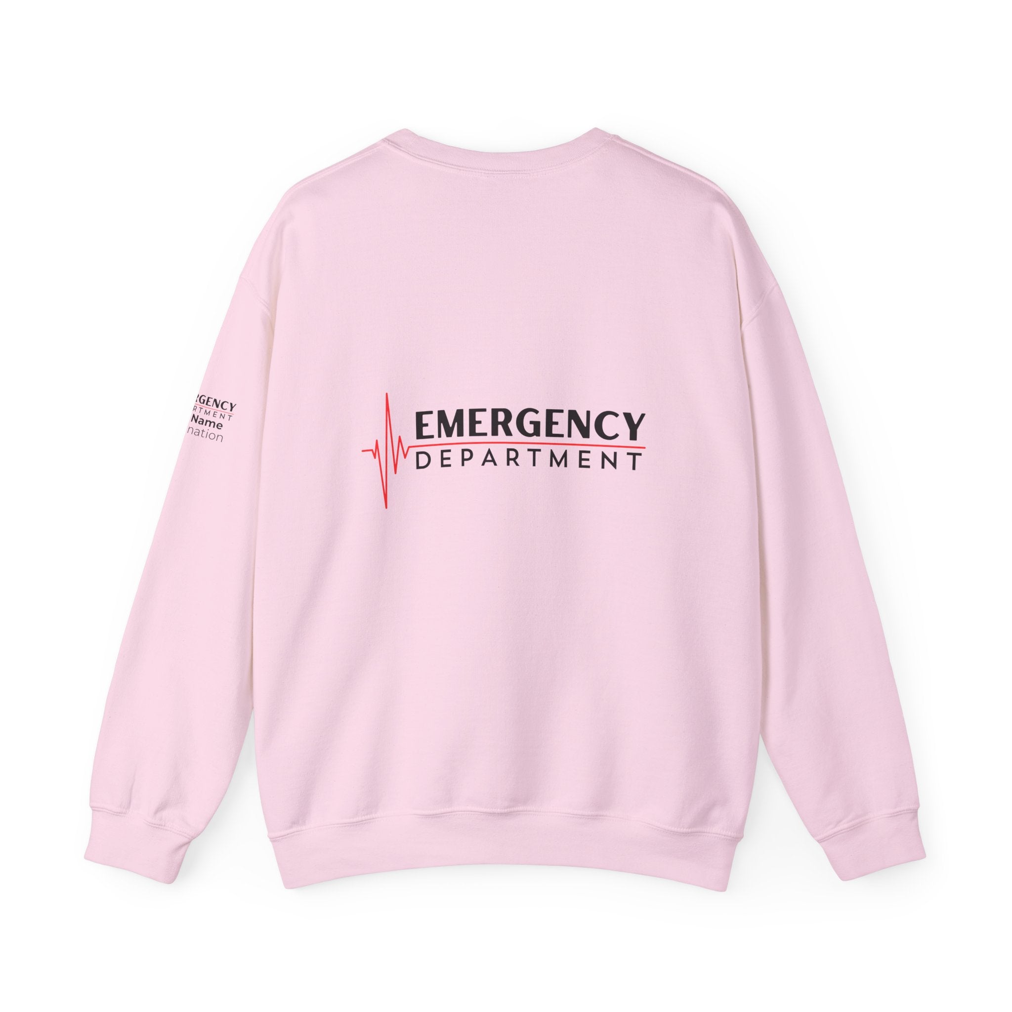 Emergency Department ECG Crewneck Sweatshirt – Front + Back & Personalized Sleeve
