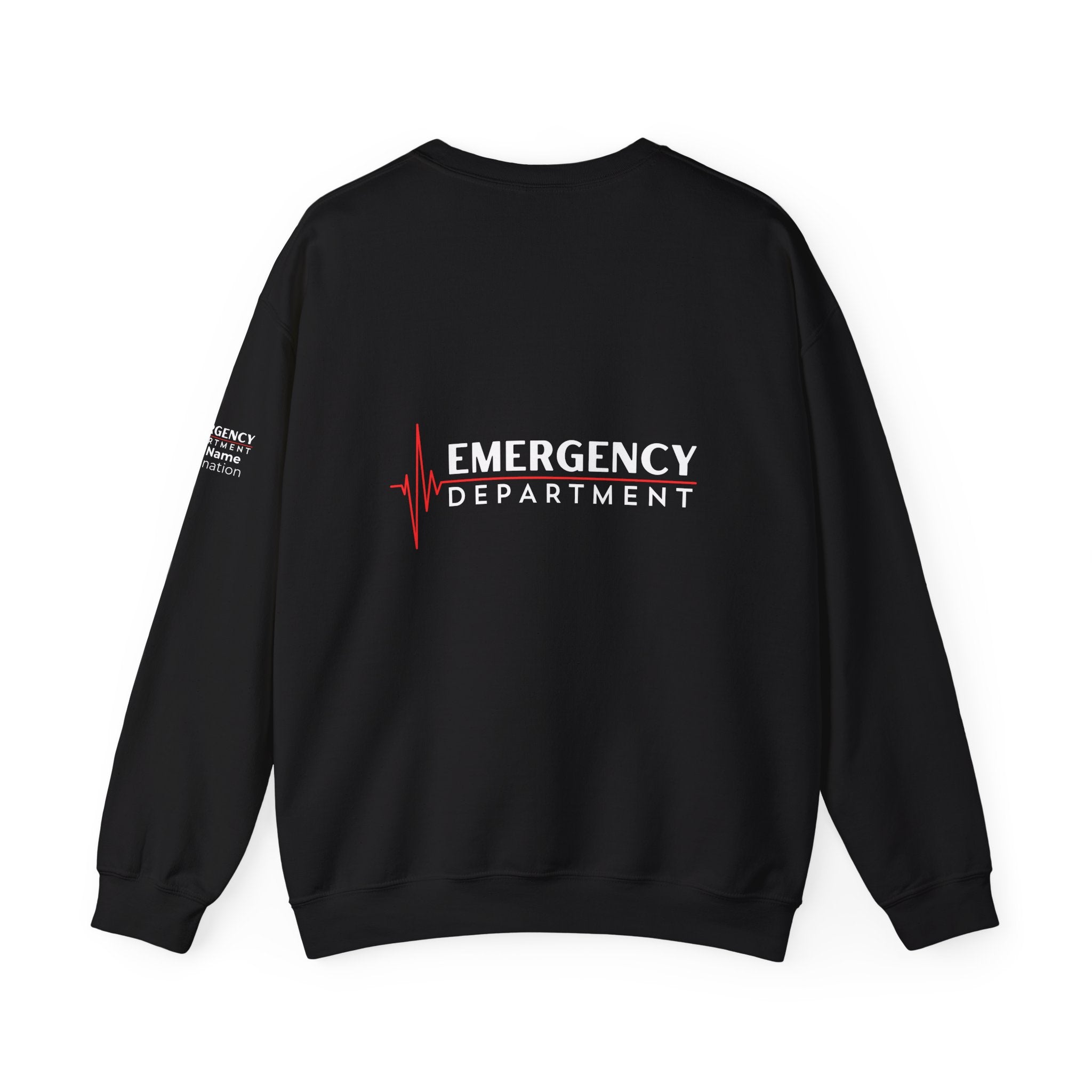Emergency Department ECG Crewneck Sweatshirt – Front + Back & Personalized Sleeve