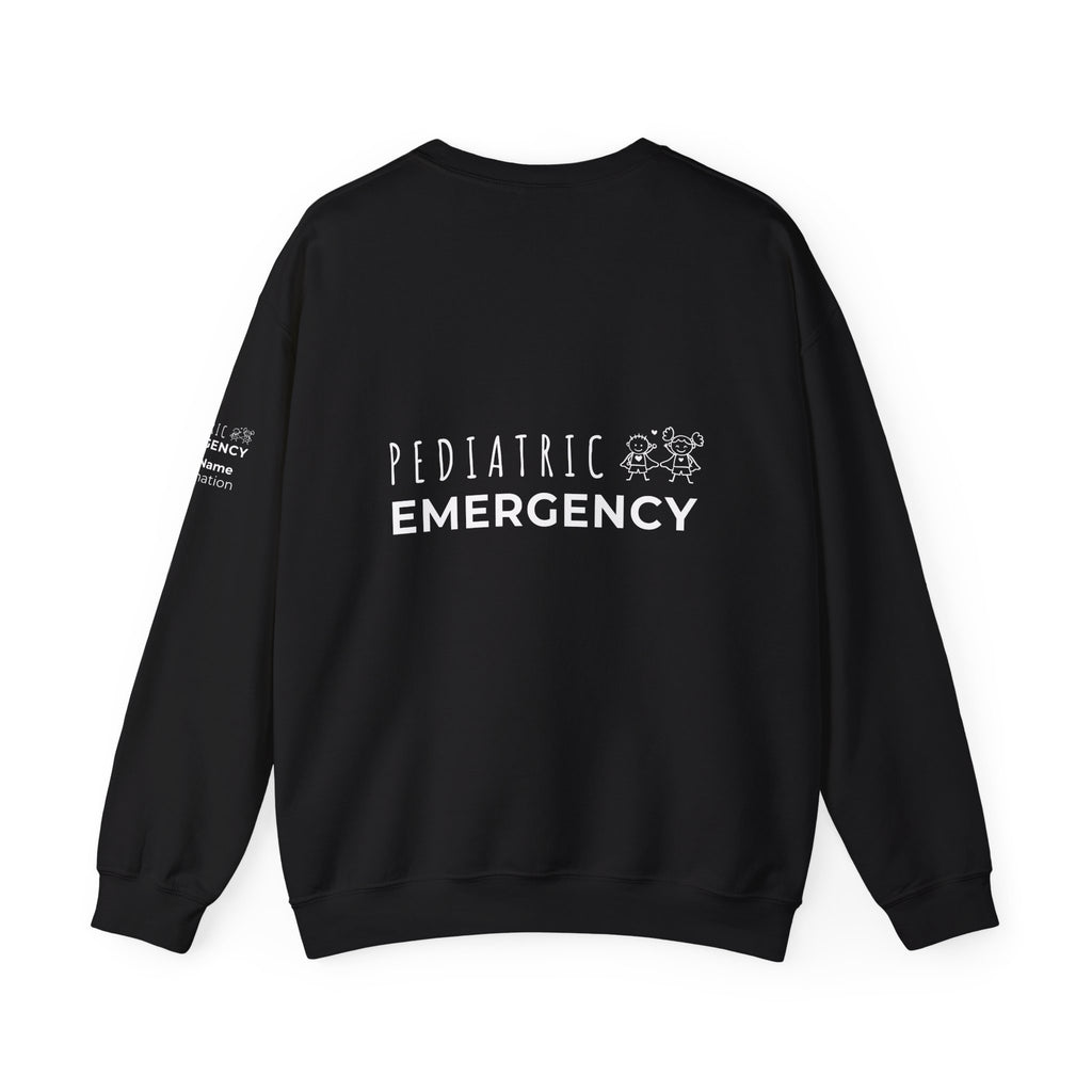 Pediatric Emergency Superhero Crewneck Sweatshirt – Front + Back & Personalized Sleeve