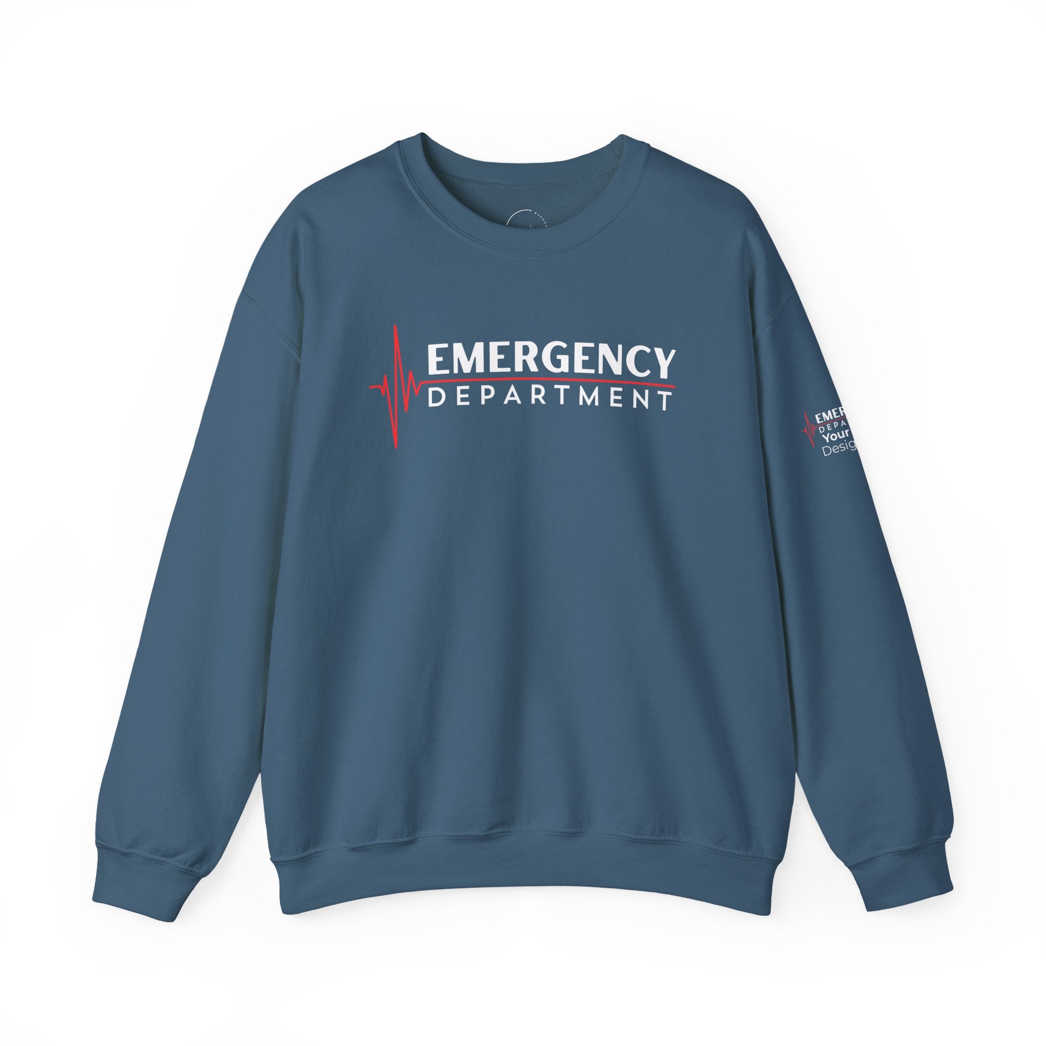Emergency Department ECG Crewneck Sweatshirt – Front + Back & Personalized Sleeve