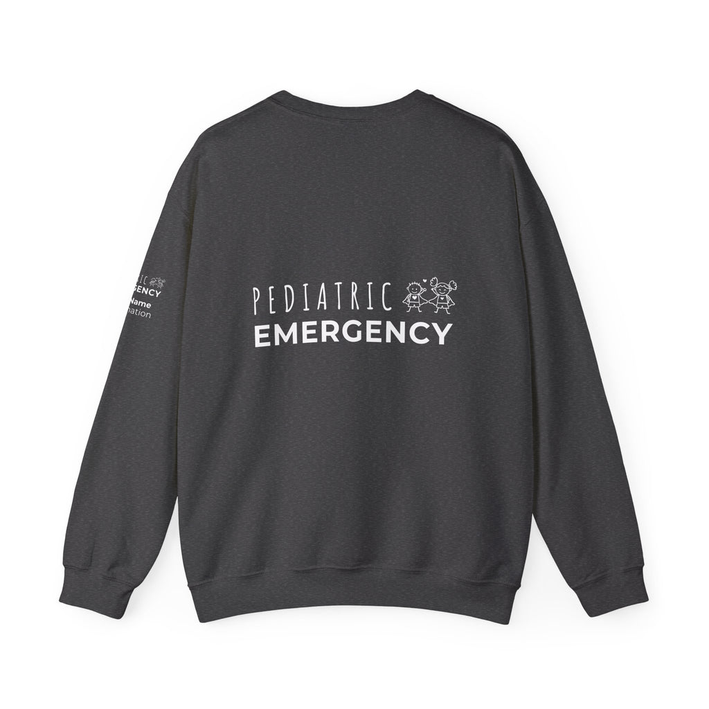 Pediatric Emergency Superhero Crewneck Sweatshirt – Front + Back & Personalized Sleeve