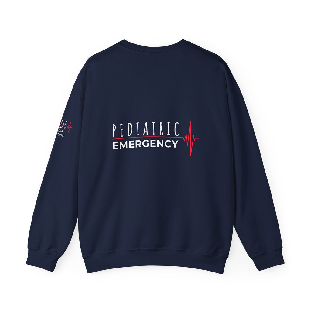 Pediatric Emergency ECG Crewneck Sweatshirt – Front + Back & Personalized Sleeve