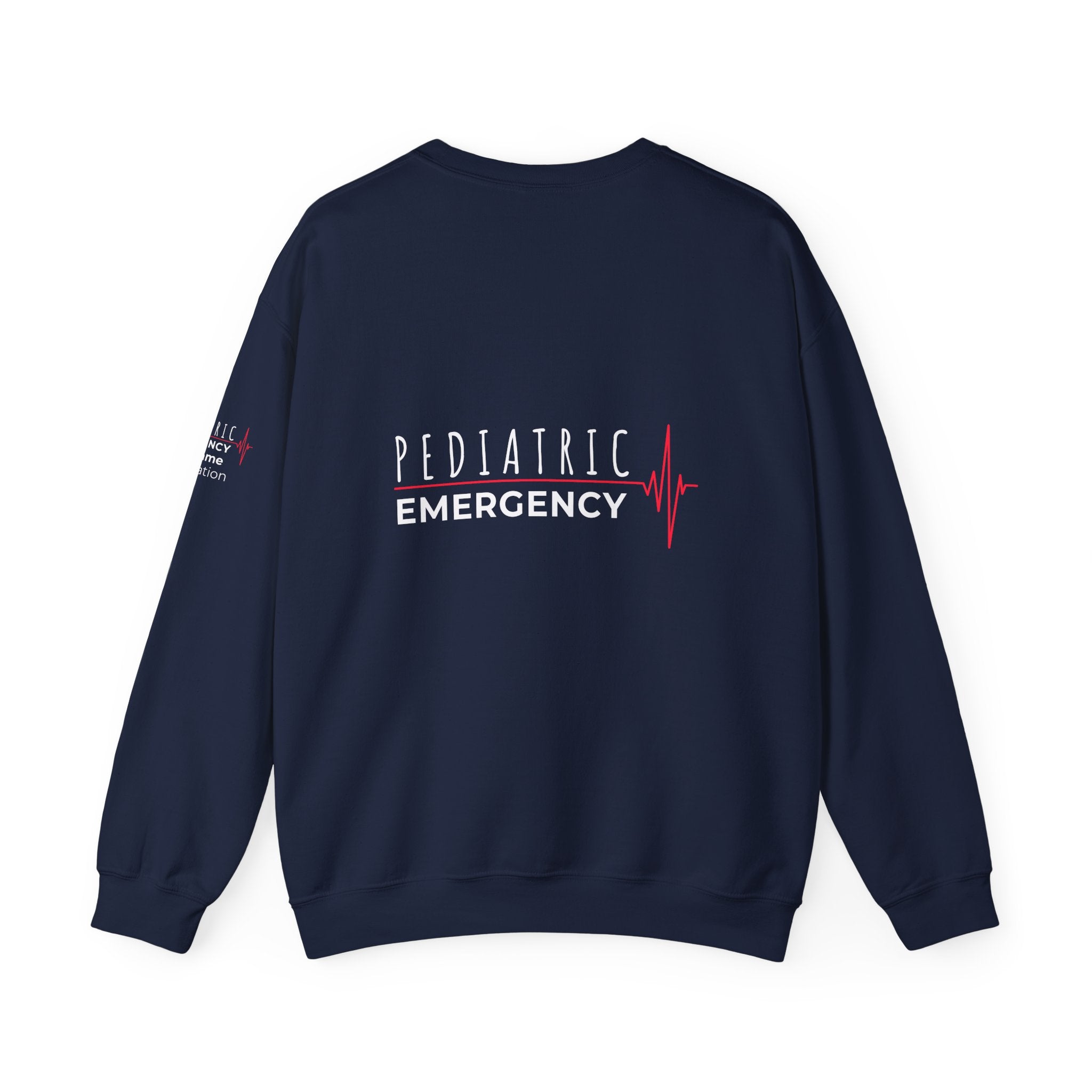 Pediatric Emergency ECG Crewneck Sweatshirt – Front + Back & Personalized Sleeve