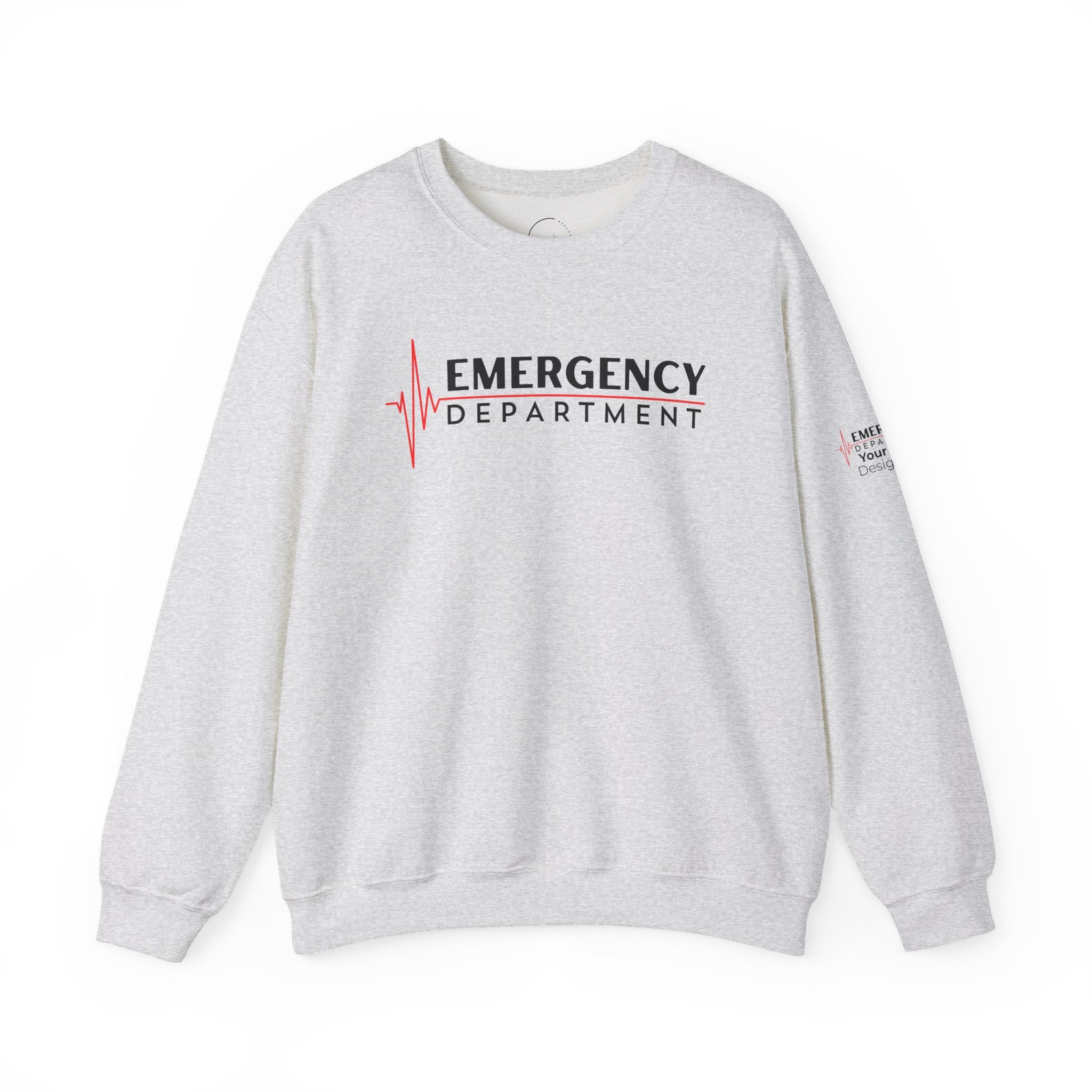 Emergency Department ECG Crewneck Sweatshirt – Front + Back & Personalized Sleeve
