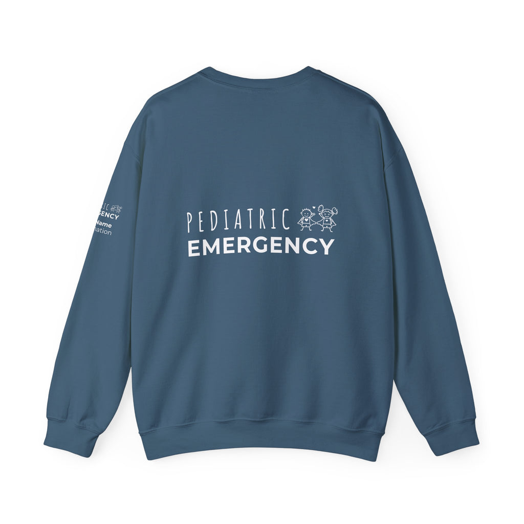 Pediatric Emergency Superhero Crewneck Sweatshirt – Front + Back & Personalized Sleeve