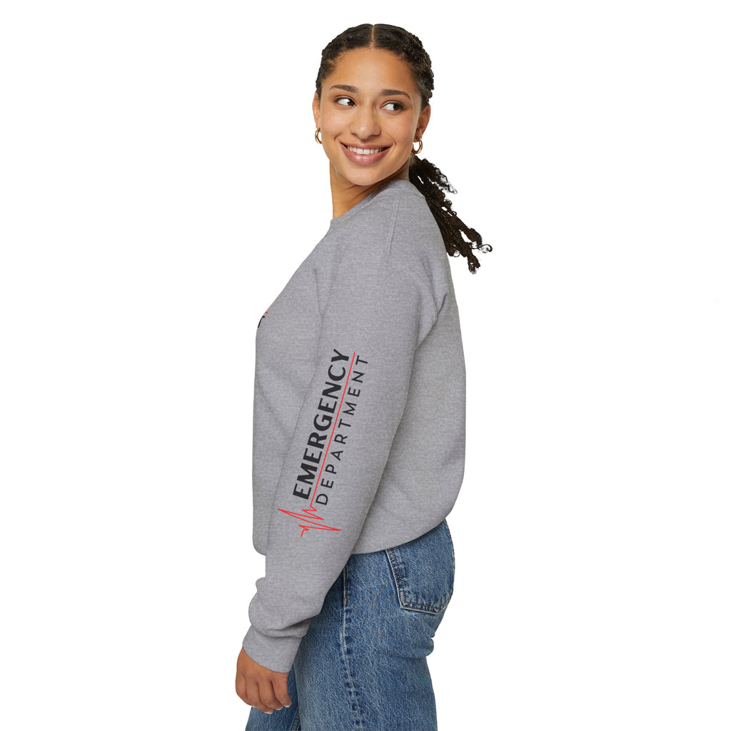 Emergency Department ECG Crewneck Sweatshirt - Chest & Sleeve