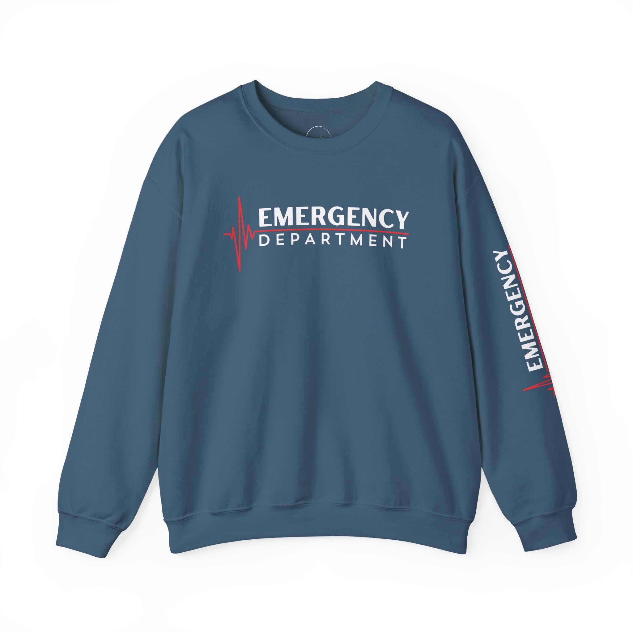 Emergency Department ECG Crewneck Sweatshirt - Chest & Sleeve