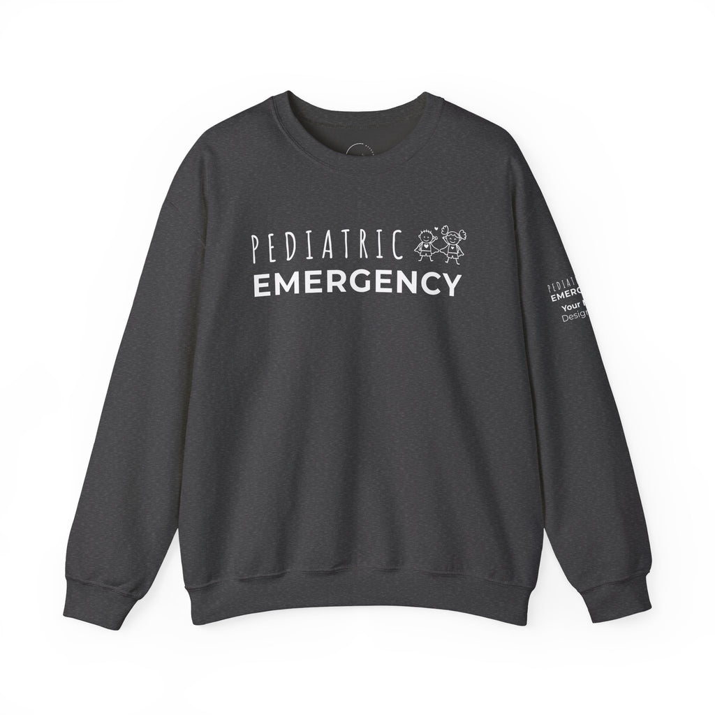Pediatric Emergency Superhero Crewneck Sweatshirt – Front + Back & Personalized Sleeve