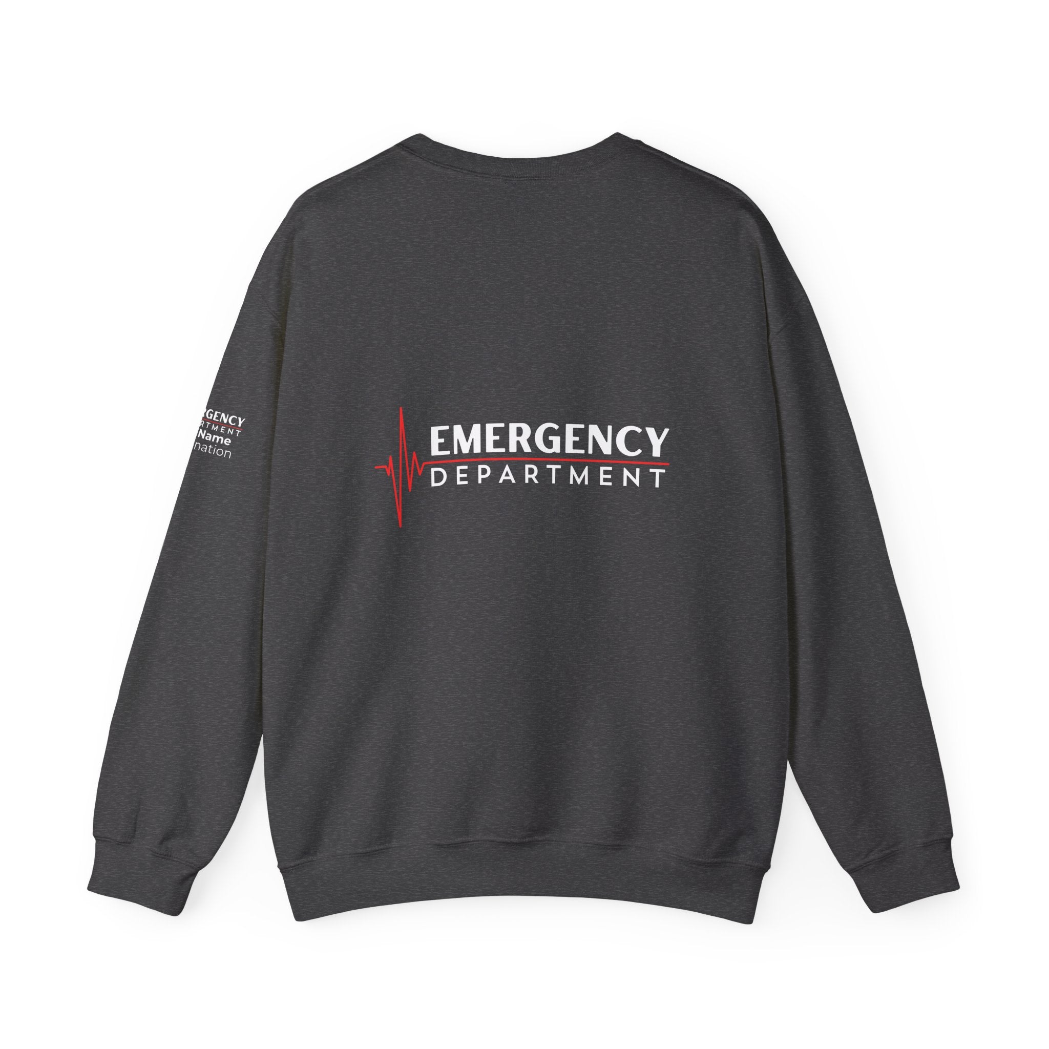 Emergency Department ECG Crewneck Sweatshirt – Front + Back & Personalized Sleeve