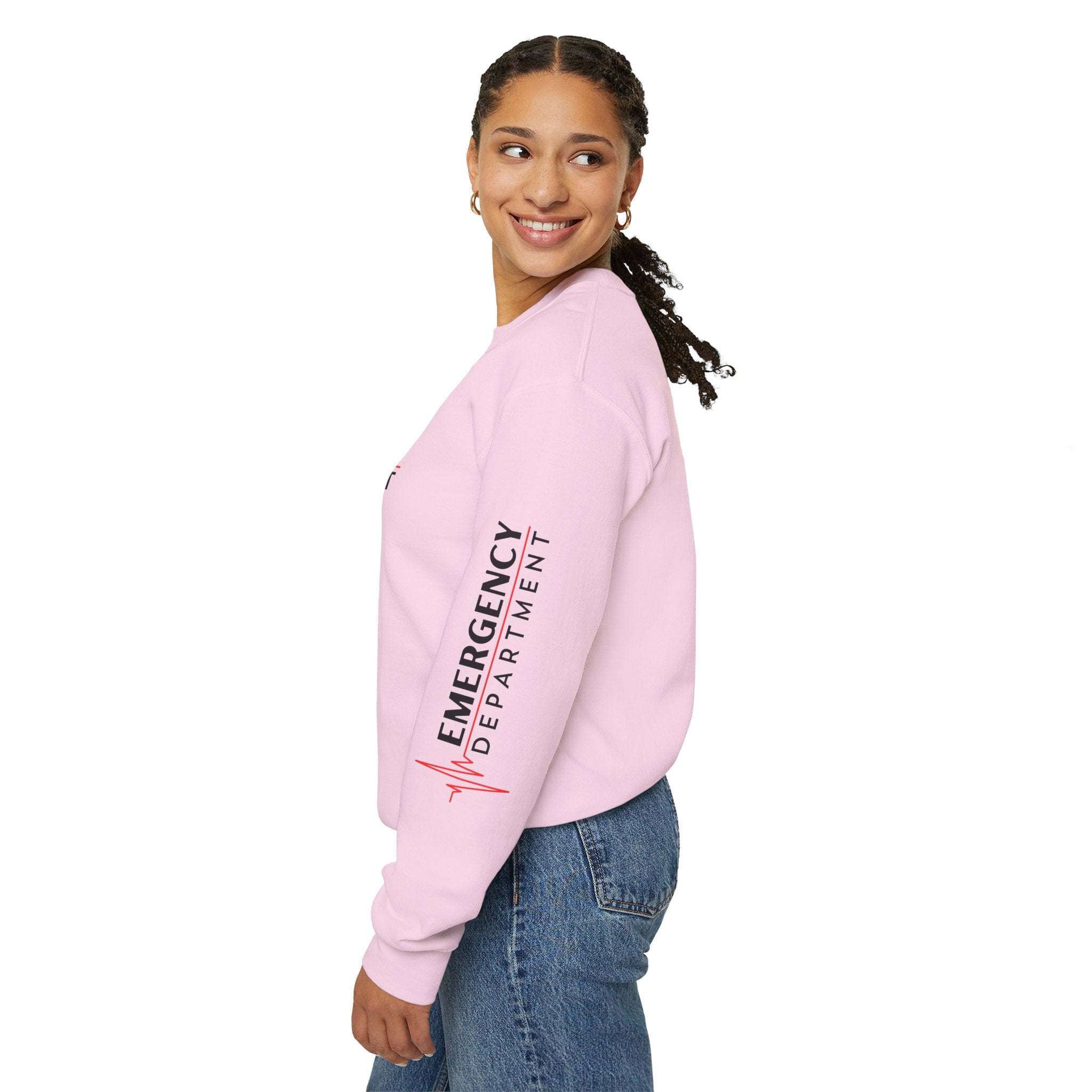 Emergency Department ECG Crewneck Sweatshirt - Chest & Sleeve