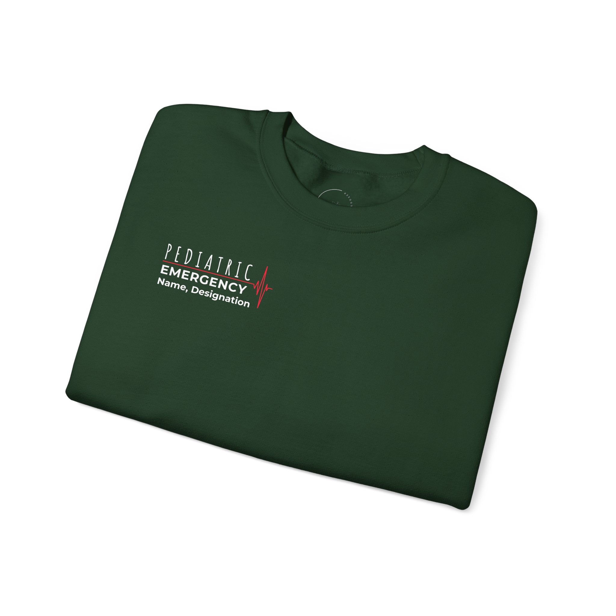 Pediatric Emergency ECG Crewneck Sweatshirt – Right Chest & Sleeve
