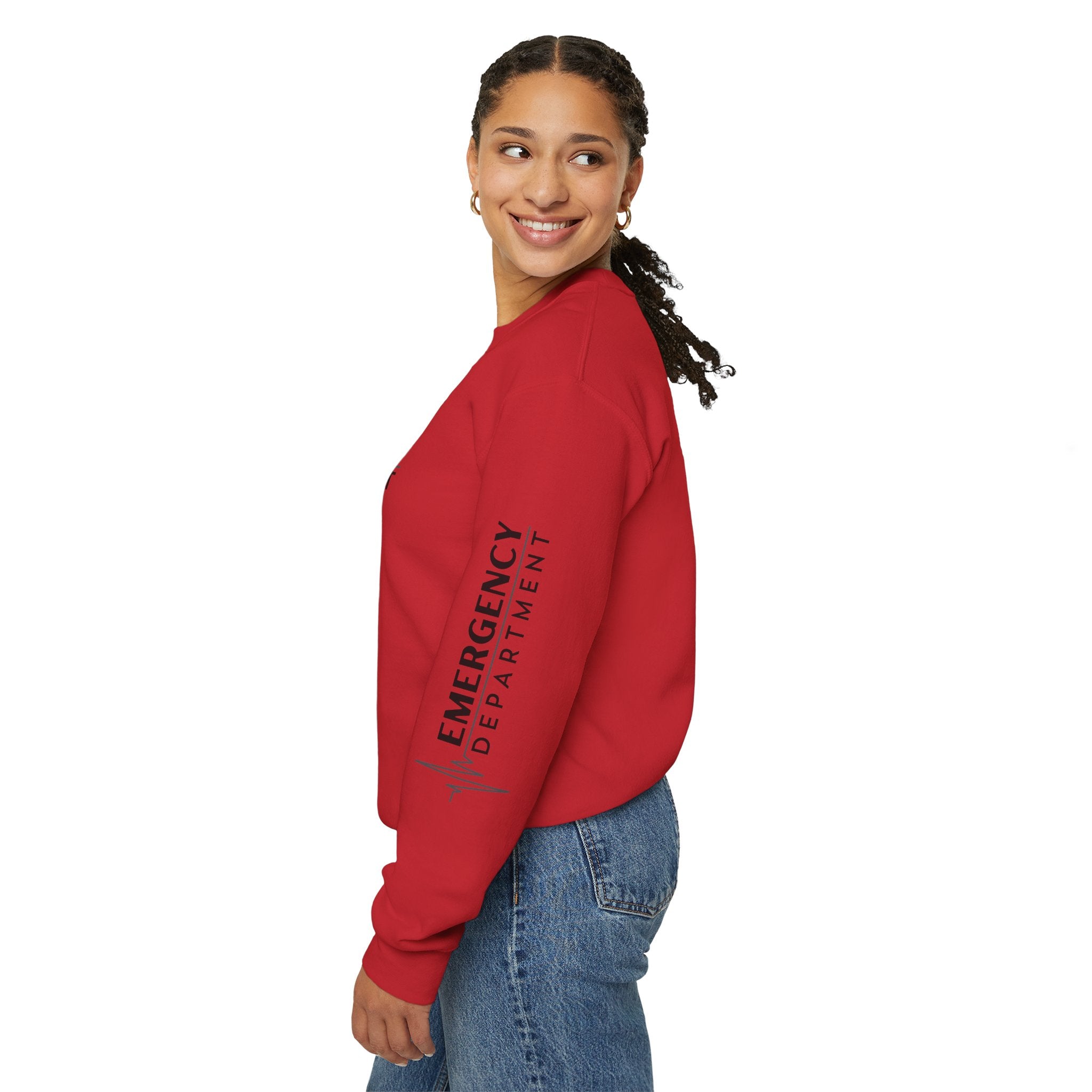 Emergency Department ECG Crewneck Sweatshirt - Chest & Sleeve