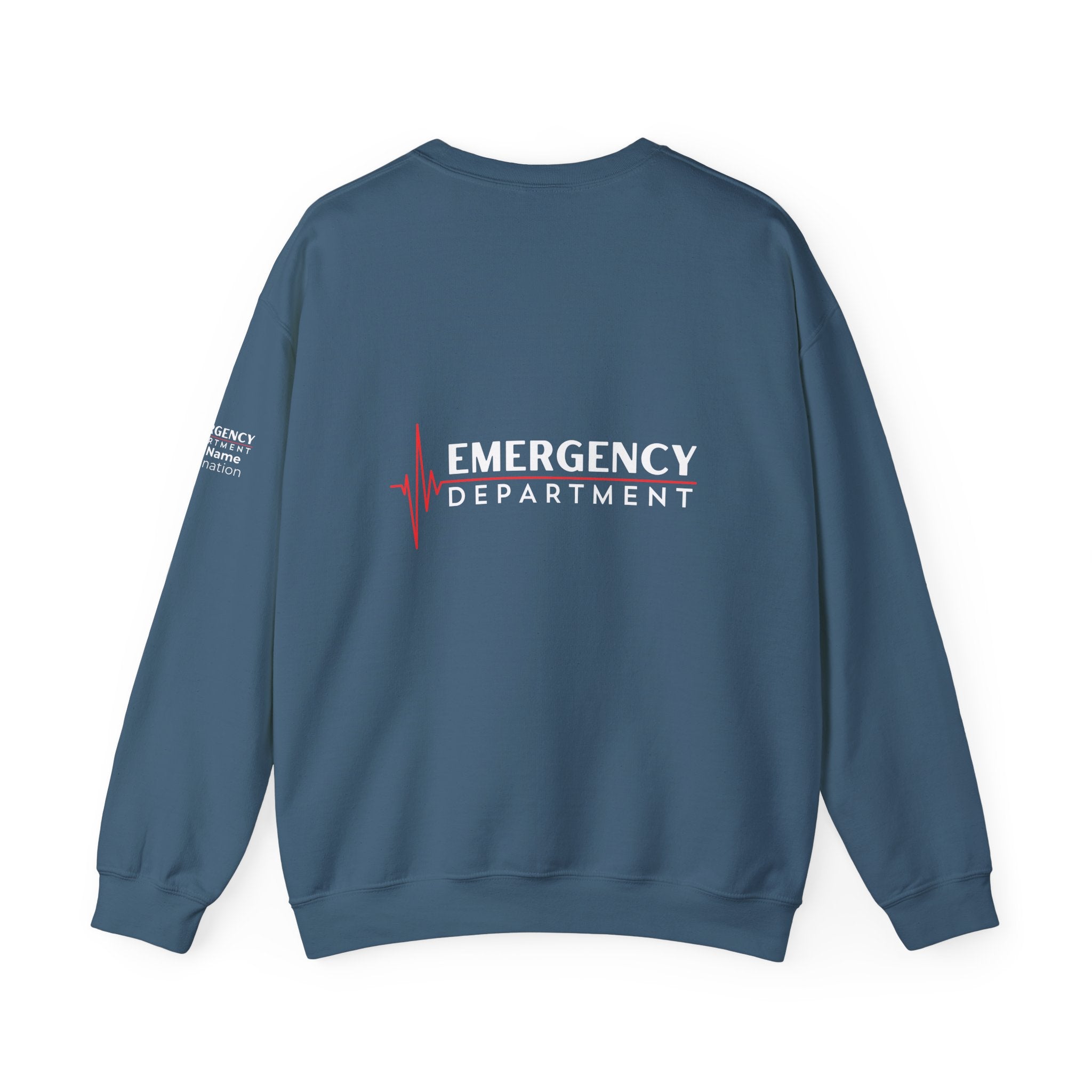 Emergency Department ECG Crewneck Sweatshirt – Front + Back & Personalized Sleeve