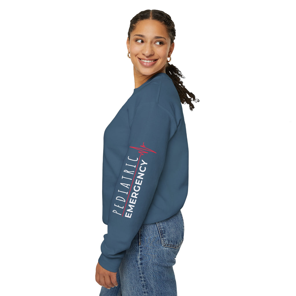 Pediatric Emergency ECG Crewneck Sweatshirt – Right Chest & Sleeve