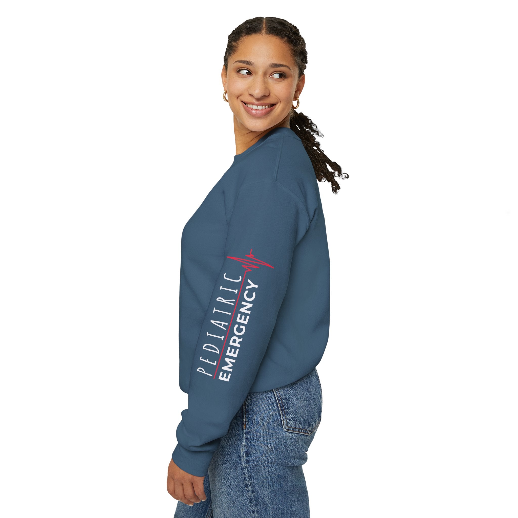 Pediatric Emergency ECG Crewneck Sweatshirt – Right Chest & Sleeve